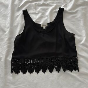 Black Lace Hem Tank Top